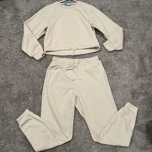 Cream colored Jogger Set.